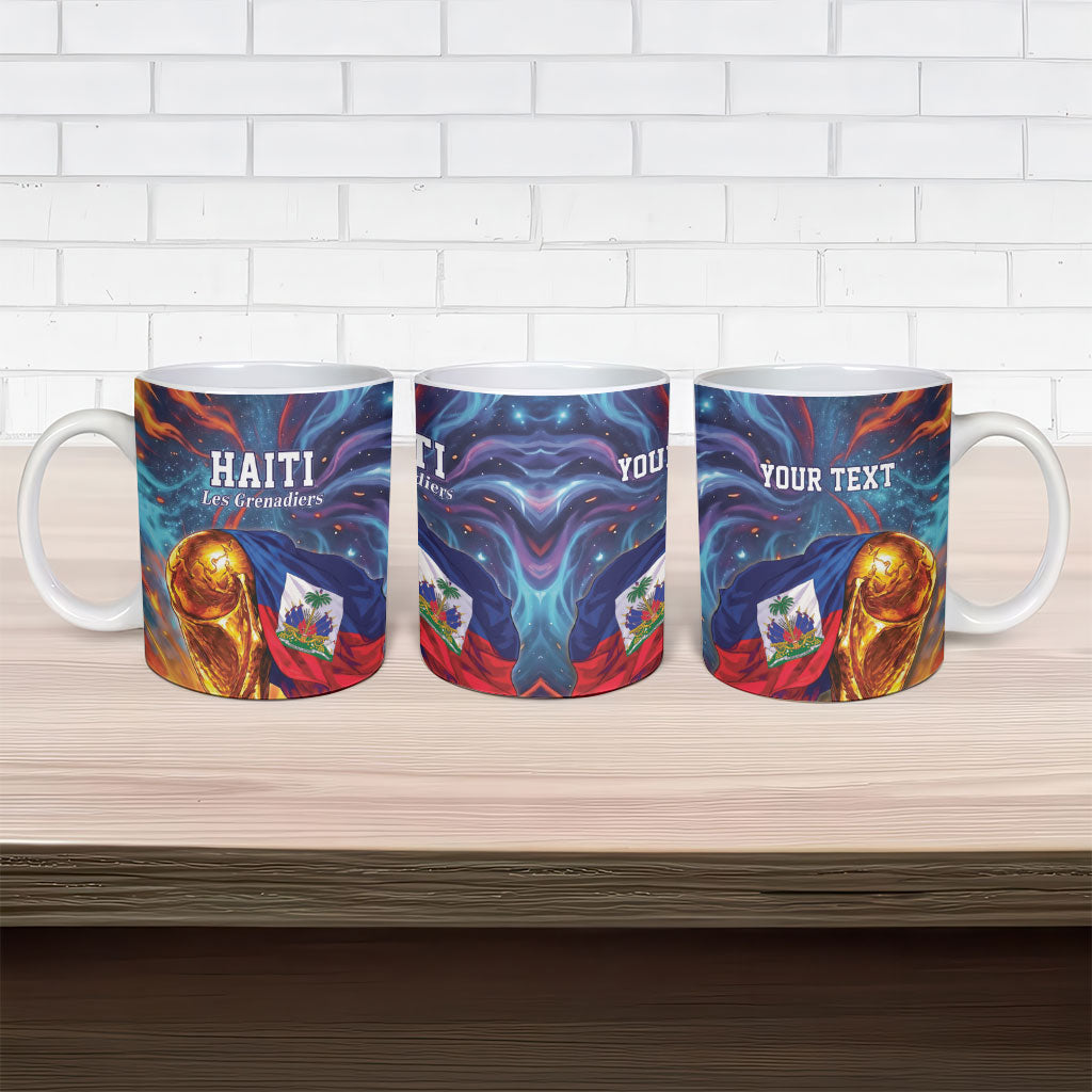 Personalized World Football 2026 Afro Haiti Ceramic Mug Les Grenadiers Trophy Flag Art