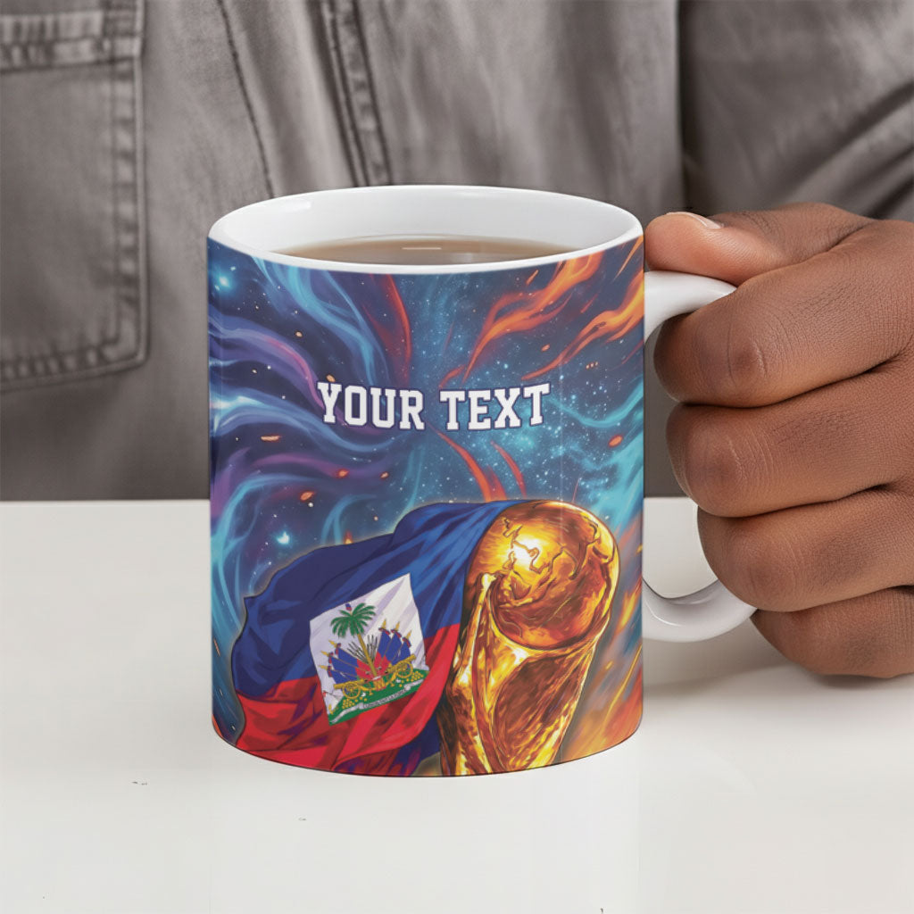 Personalized World Football 2026 Afro Haiti Ceramic Mug Les Grenadiers Trophy Flag Art