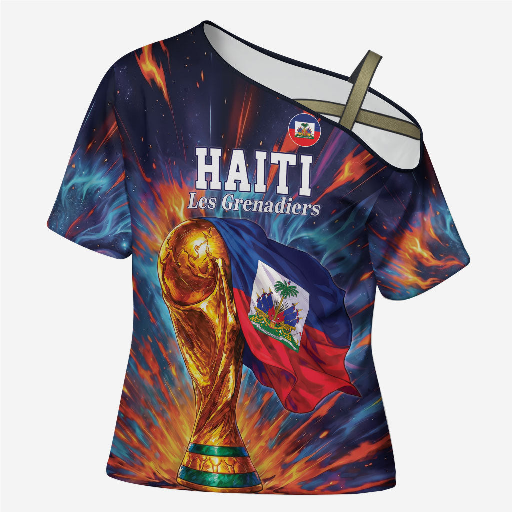 Personalized World Football 2026 Afro Haiti Cross Shoulder Shirt Les Grenadiers Trophy Flag Art