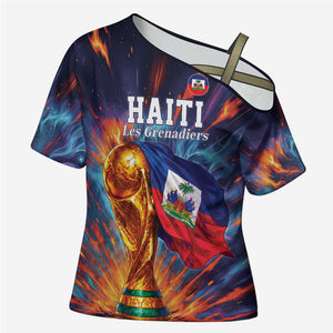 Personalized World Football 2026 Afro Haiti Cross Shoulder Shirt Les Grenadiers Trophy Flag Art