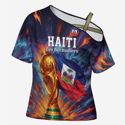 Personalized World Football 2026 Afro Haiti Cross Shoulder Shirt Les Grenadiers Trophy Flag Art