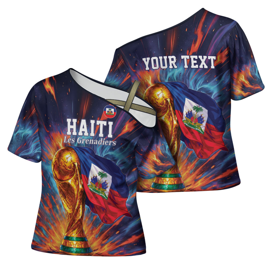 Personalized World Football 2026 Afro Haiti Cross Shoulder Shirt Les Grenadiers Trophy Flag Art