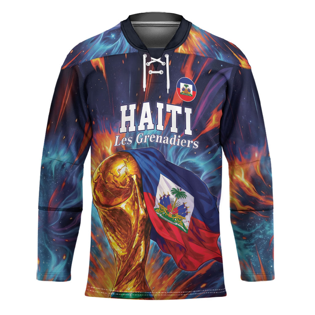 Personalized World Football 2026 Afro Haiti Hockey Jersey Les Grenadiers Trophy Flag Art
