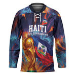 Personalized World Football 2026 Afro Haiti Hockey Jersey Les Grenadiers Trophy Flag Art