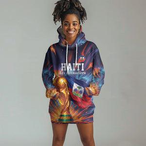 Personalized World Football 2026 Afro Haiti Hoodie Dress Les Grenadiers Trophy Flag Art