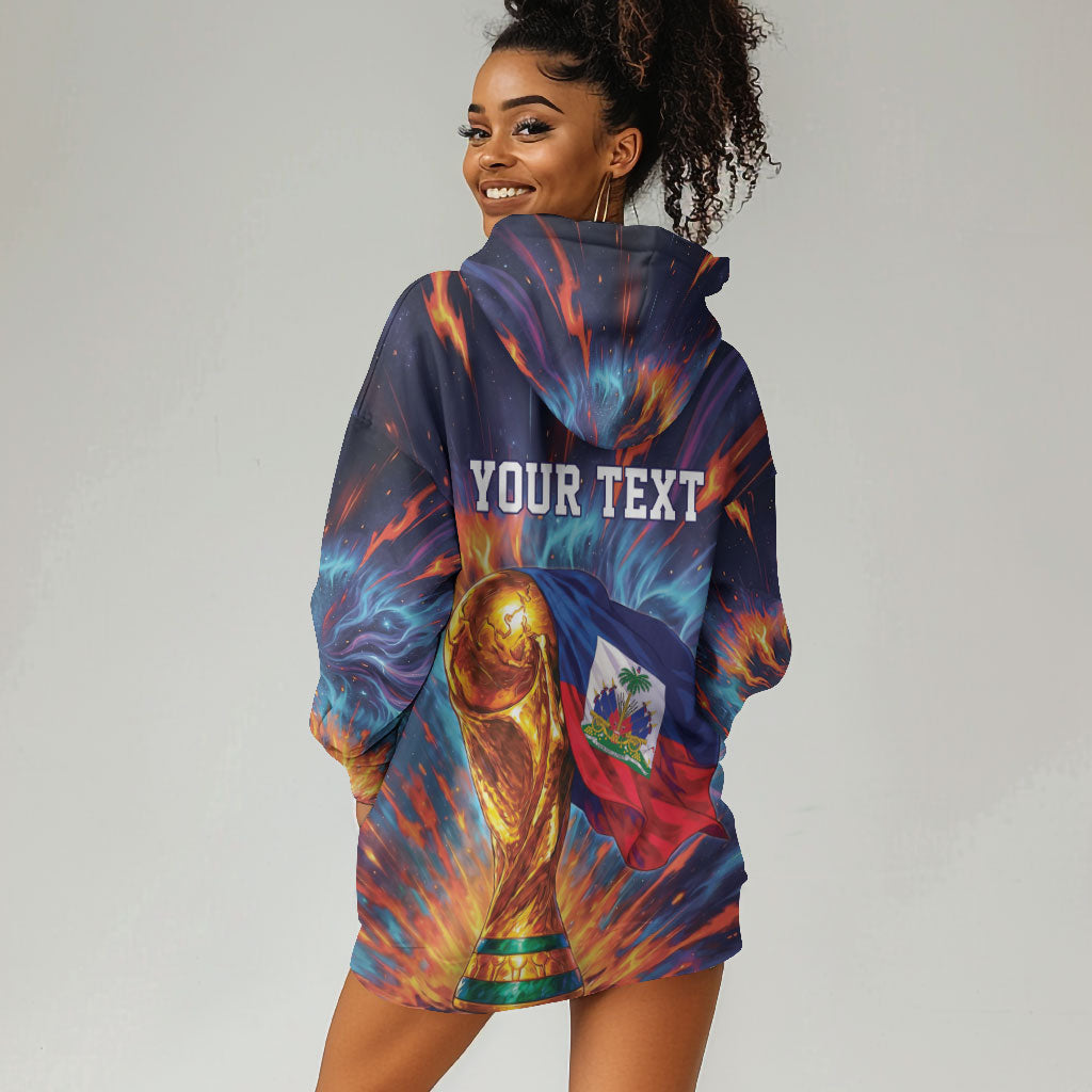 Personalized World Football 2026 Afro Haiti Hoodie Dress Les Grenadiers Trophy Flag Art