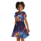 Personalized World Football 2026 Afro Haiti Kid Short Sleeve Dress Les Grenadiers Trophy Flag Art