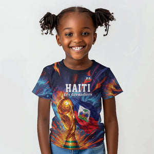 Personalized World Football 2026 Afro Haiti Kid T shirt Les Grenadiers Trophy Flag Art