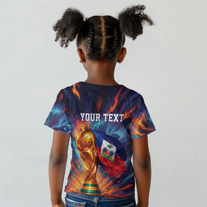 Personalized World Football 2026 Afro Haiti Kid T shirt Les Grenadiers Trophy Flag Art