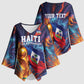 Personalized World Football 2026 Afro Haiti Kimono Sleeve Blouse Les Grenadiers Trophy Flag Art
