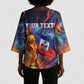 Personalized World Football 2026 Afro Haiti Kimono Sleeve Blouse Les Grenadiers Trophy Flag Art