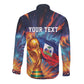 Personalized World Football 2026 Afro Haiti Long Sleeve Button Shirt Les Grenadiers Trophy Flag Art