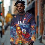 Personalized World Football 2026 Afro Haiti Long Sleeve Shirt Les Grenadiers Trophy Flag Art