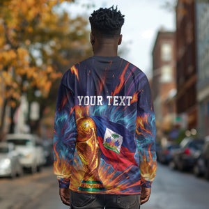 Personalized World Football 2026 Afro Haiti Long Sleeve Shirt Les Grenadiers Trophy Flag Art
