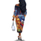 Personalized World Football 2026 Afro Haiti Off The Shoulder Long Sleeve Dress Les Grenadiers Trophy Flag Art