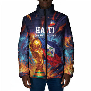 Personalized World Football 2026 Afro Haiti Padded Jacket Les Grenadiers Trophy Flag Art
