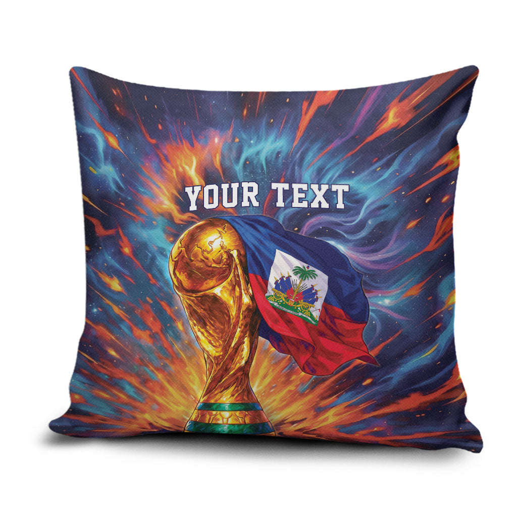 Personalized World Football 2026 Afro Haiti Pillow Cover Les Grenadiers Trophy Flag Art