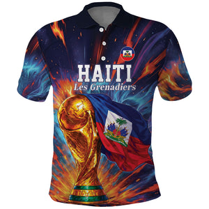 Personalized World Football 2026 Afro Haiti Polo Shirt Les Grenadiers Trophy Flag Art
