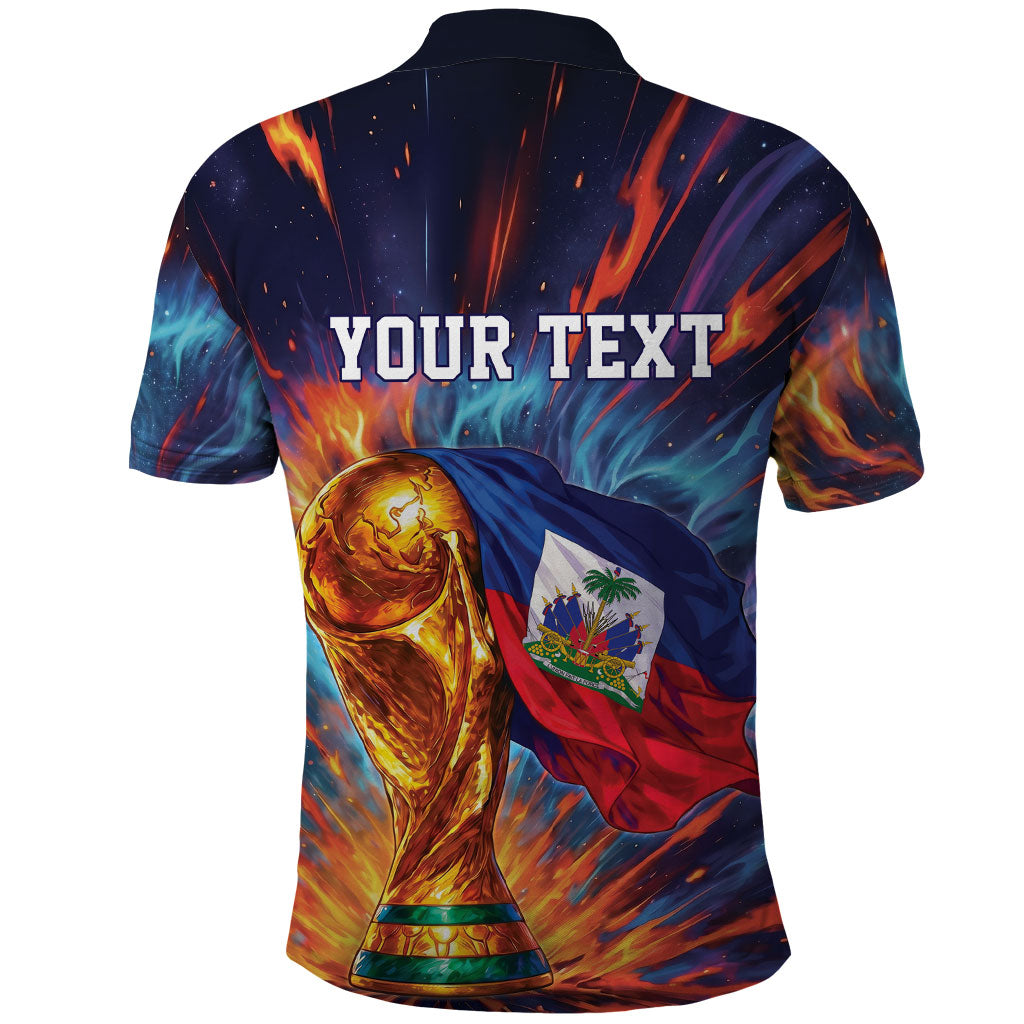 Personalized World Football 2026 Afro Haiti Polo Shirt Les Grenadiers Trophy Flag Art