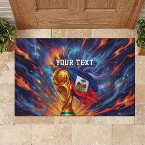 Personalized World Football 2026 Afro Haiti Rubber Doormat Les Grenadiers Trophy Flag Art