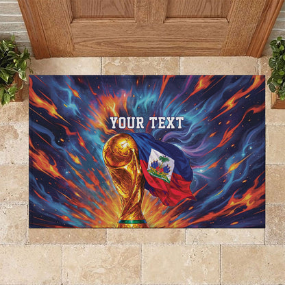 Personalized World Football 2026 Afro Haiti Rubber Doormat Les Grenadiers Trophy Flag Art
