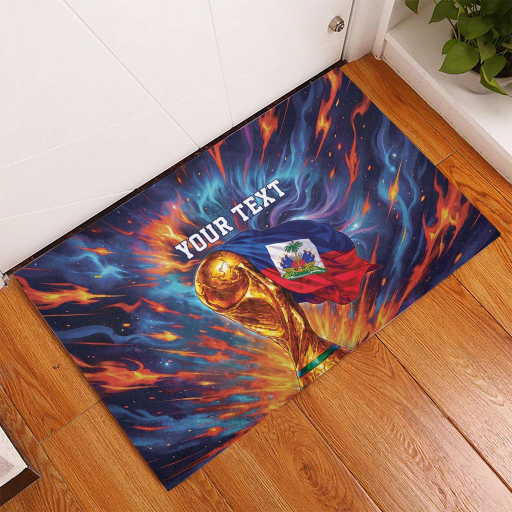 Personalized World Football 2026 Afro Haiti Rubber Doormat Les Grenadiers Trophy Flag Art