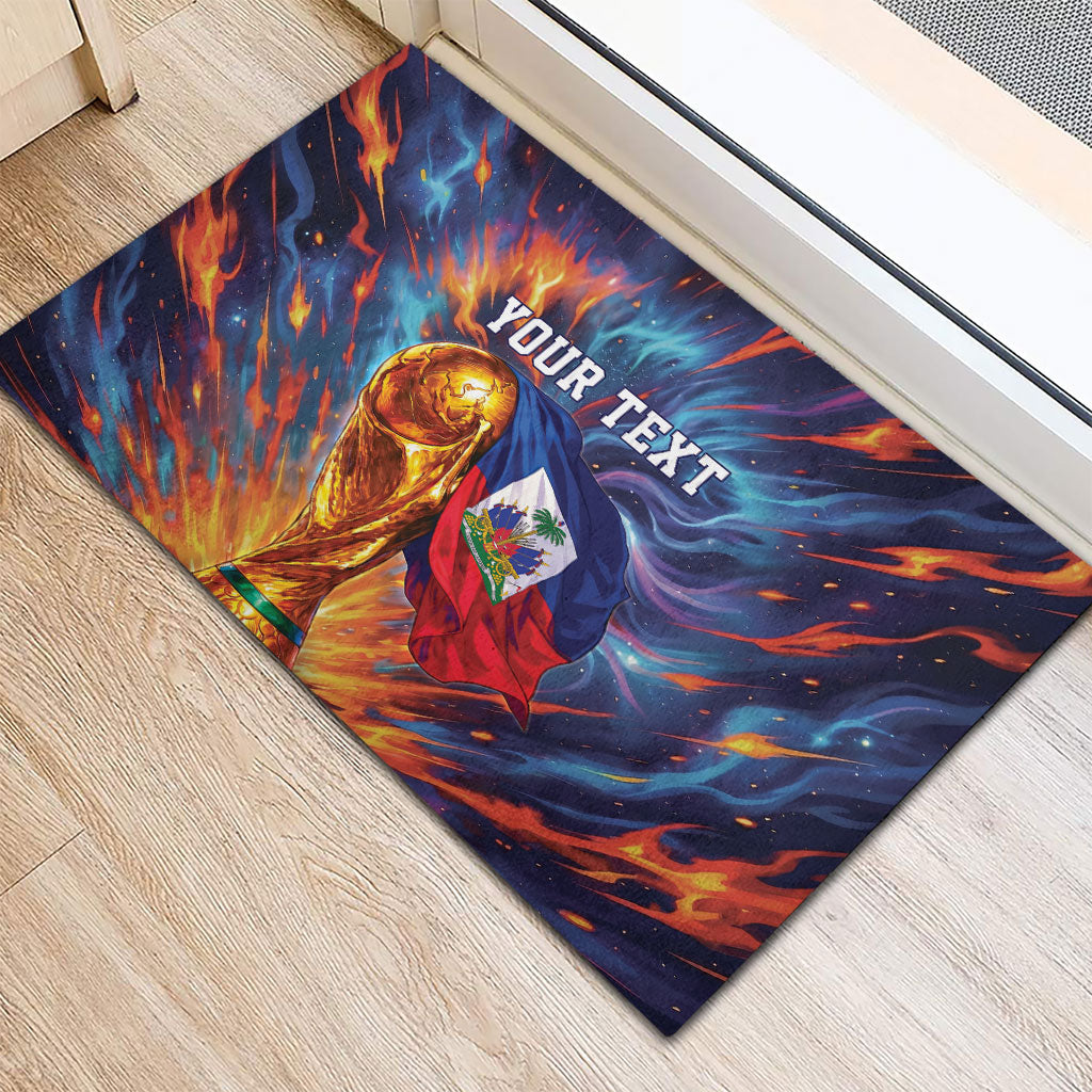 Personalized World Football 2026 Afro Haiti Rubber Doormat Les Grenadiers Trophy Flag Art