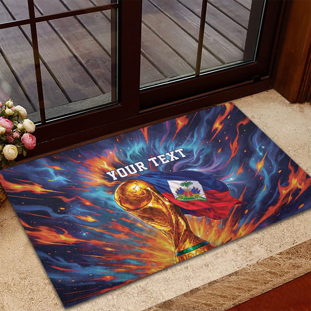 Personalized World Football 2026 Afro Haiti Rubber Doormat Les Grenadiers Trophy Flag Art