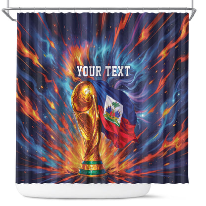Personalized World Football 2026 Afro Haiti Shower Curtain Les Grenadiers Trophy Flag Art