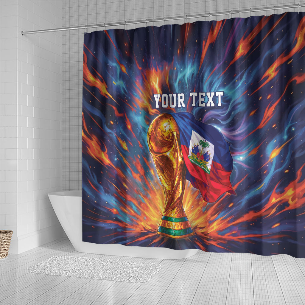 Personalized World Football 2026 Afro Haiti Shower Curtain Les Grenadiers Trophy Flag Art