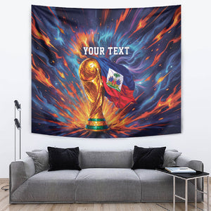 Personalized World Football 2026 Afro Haiti Tapestry Les Grenadiers Trophy Flag Art
