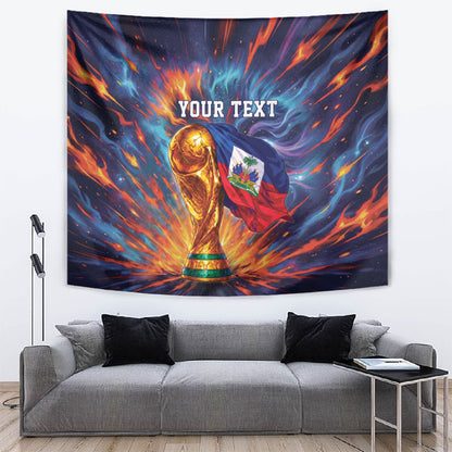 Personalized World Football 2026 Afro Haiti Tapestry Les Grenadiers Trophy Flag Art