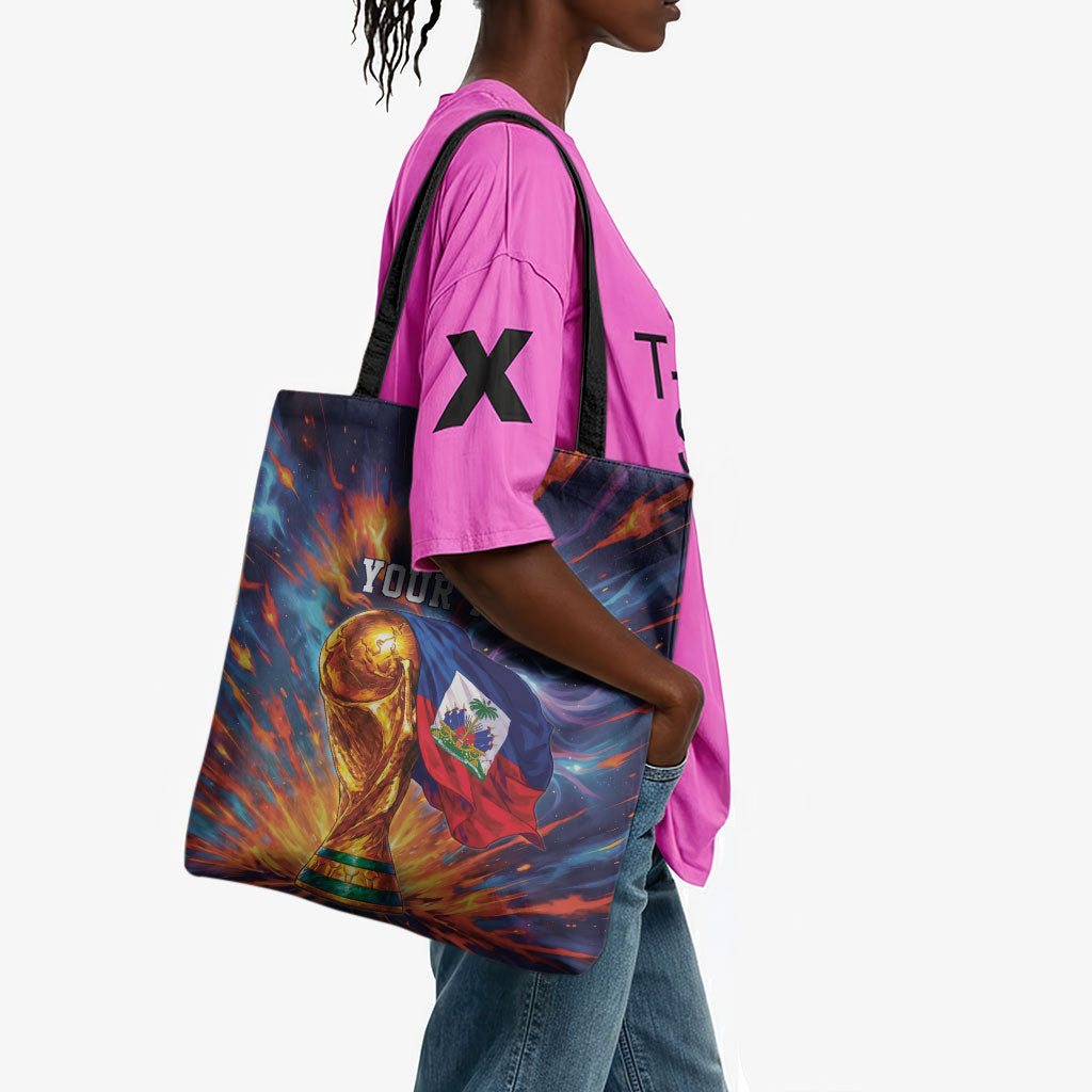Personalized World Football 2026 Afro Haiti Tote Bag Les Grenadiers Trophy Flag Art
