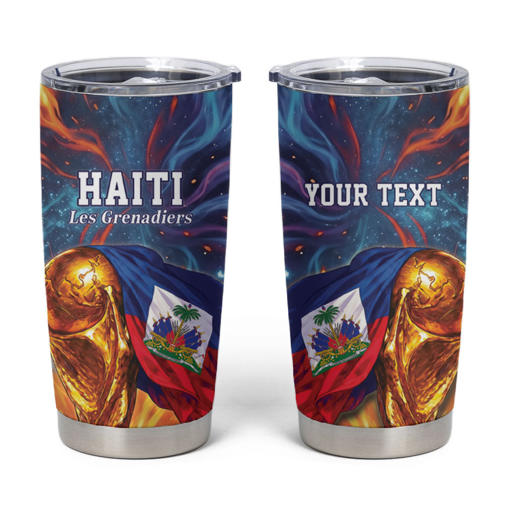 Personalized World Football 2026 Afro Haiti Tumbler Cup Les Grenadiers Trophy Flag Art