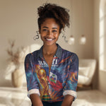 Personalized World Football 2026 Afro Haiti Women Casual Shirt Les Grenadiers Trophy Flag Art