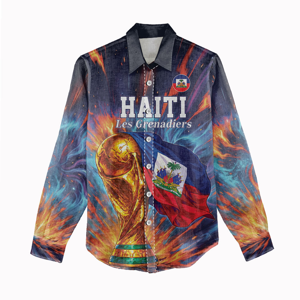 Personalized World Football 2026 Afro Haiti Women Casual Shirt Les Grenadiers Trophy Flag Art