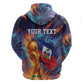 Personalized World Football 2026 Afro Haiti Zip Hoodie Les Grenadiers Trophy Flag Art