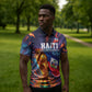 Personalized World Football 2026 Afro Haiti Zipper Polo Shirt Les Grenadiers Trophy Flag Art
