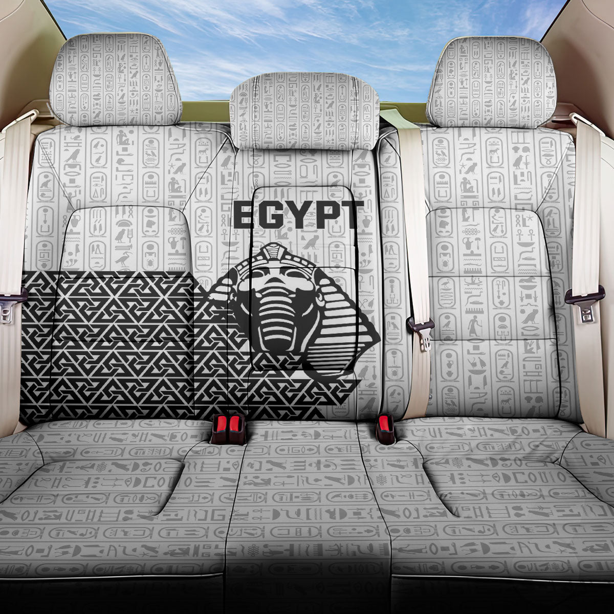 World Football 2026 Egypt Back Car Seat Cover Pharaohs Hieroglyphs Pride White Version