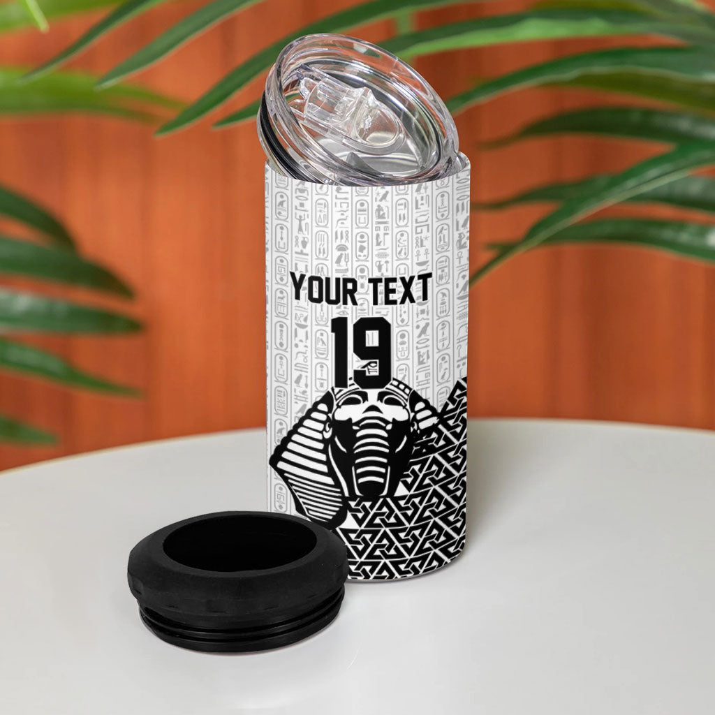Custom World Football 2026 Egypt 4 in 1 Can Cooler Tumbler Pharaohs Hieroglyphs Pride White Version