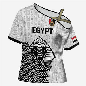 Custom World Football 2026 Egypt Cross Shoulder Shirt Pharaohs Hieroglyphs Pride White Version