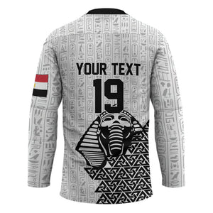 Custom World Football 2026 Egypt Hockey Jersey Pharaohs Hieroglyphs Pride White Version