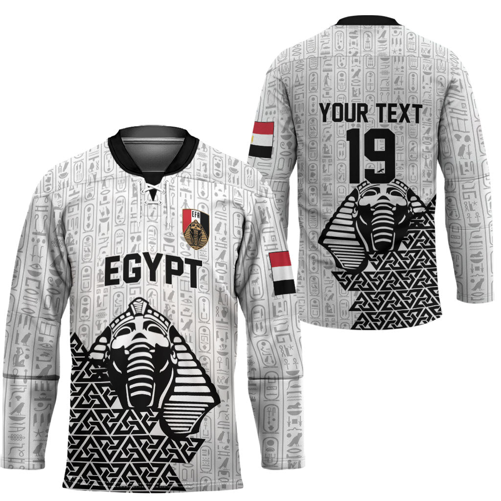 Custom World Football 2026 Egypt Hockey Jersey Pharaohs Hieroglyphs Pride White Version