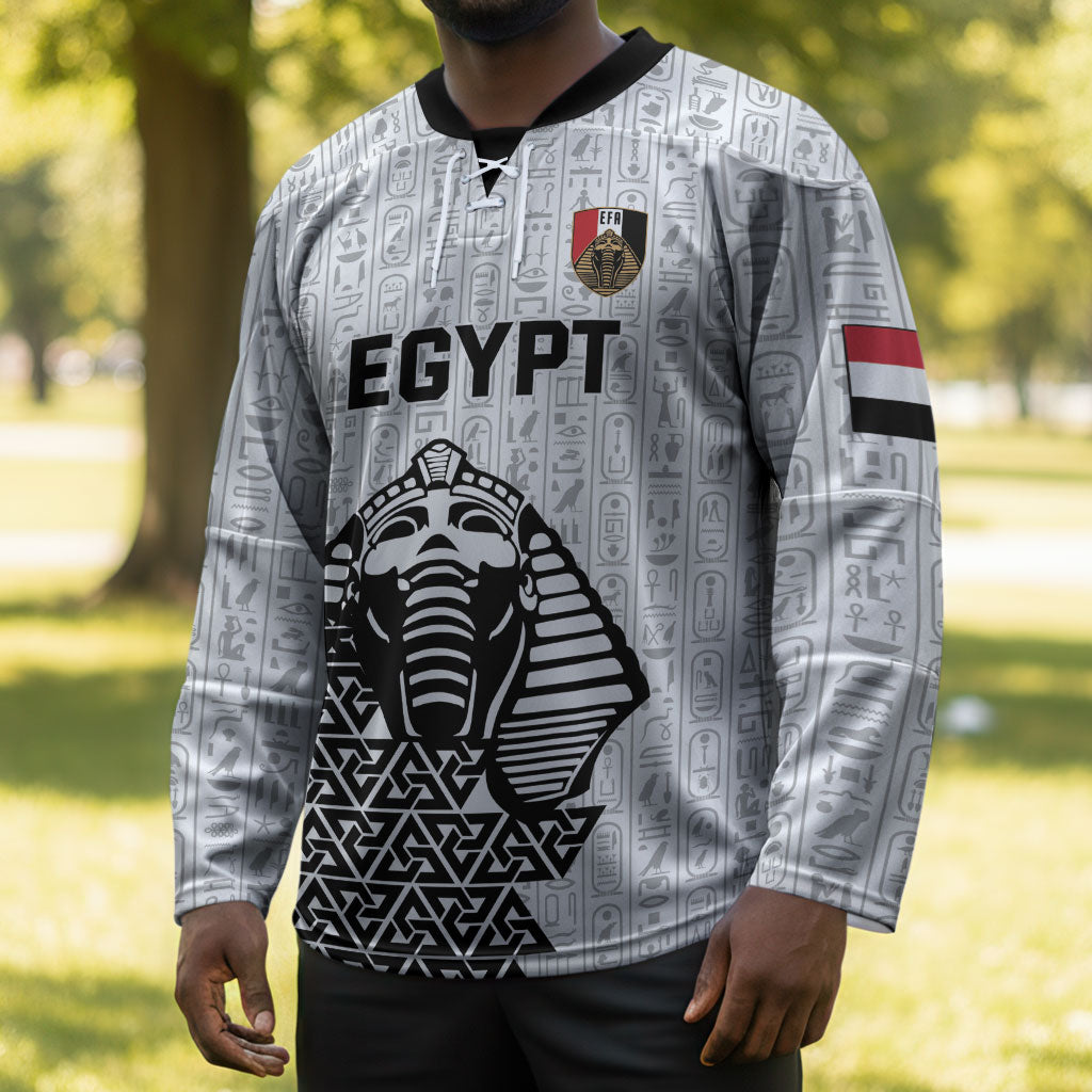 Custom World Football 2026 Egypt Hockey Jersey Pharaohs Hieroglyphs Pride White Version