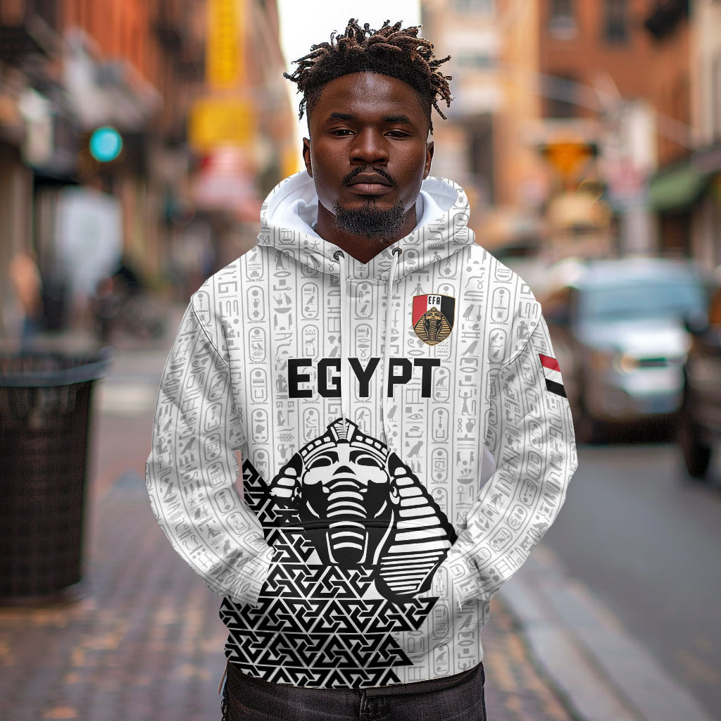 Custom World Football 2026 Egypt Hoodie Pharaohs Hieroglyphs Pride White Version