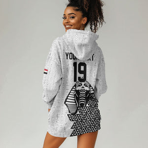 Custom World Football 2026 Egypt Hoodie Dress Pharaohs Hieroglyphs Pride White Version
