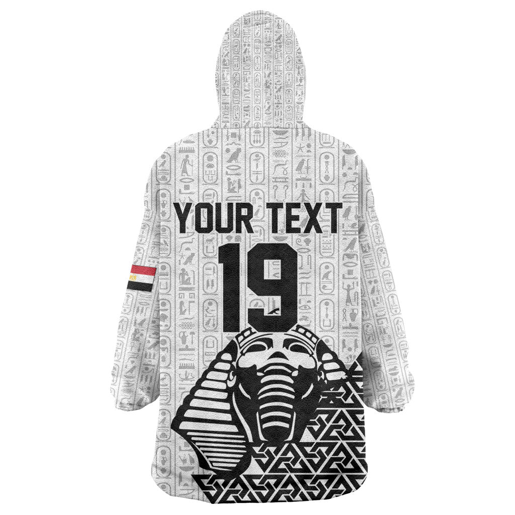 Custom World Football 2026 Egypt Kid Wearable Blanket Hoodie Pharaohs Hieroglyphs Pride White Version
