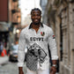 Custom World Football 2026 Egypt Long Sleeve Button Shirt Pharaohs Hieroglyphs Pride White Version
