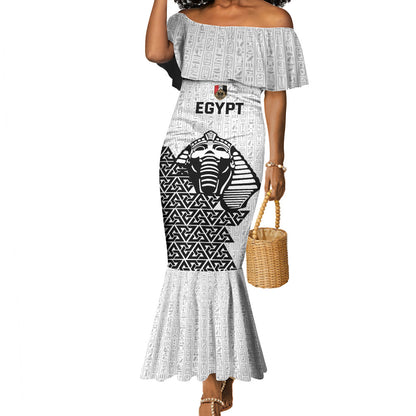 Custom World Football 2026 Egypt Mermaid Dress Pharaohs Hieroglyphs Pride White Version