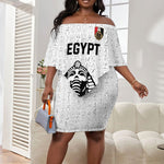 Custom World Football 2026 Egypt Off Shoulder Short Dress Pharaohs Hieroglyphs Pride White Version